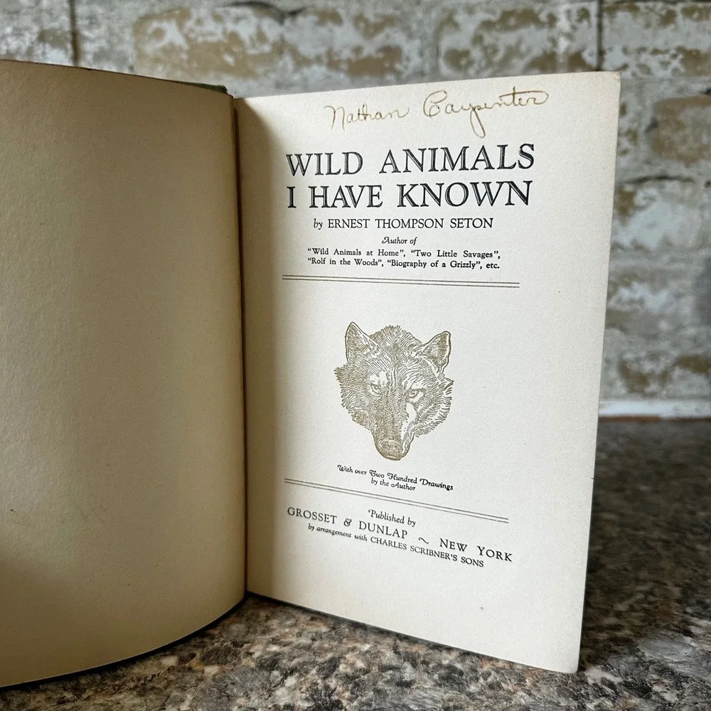 Grosset & Dunlap Wild Animals I Have Known Book OS Green Good Vintage Hardcover